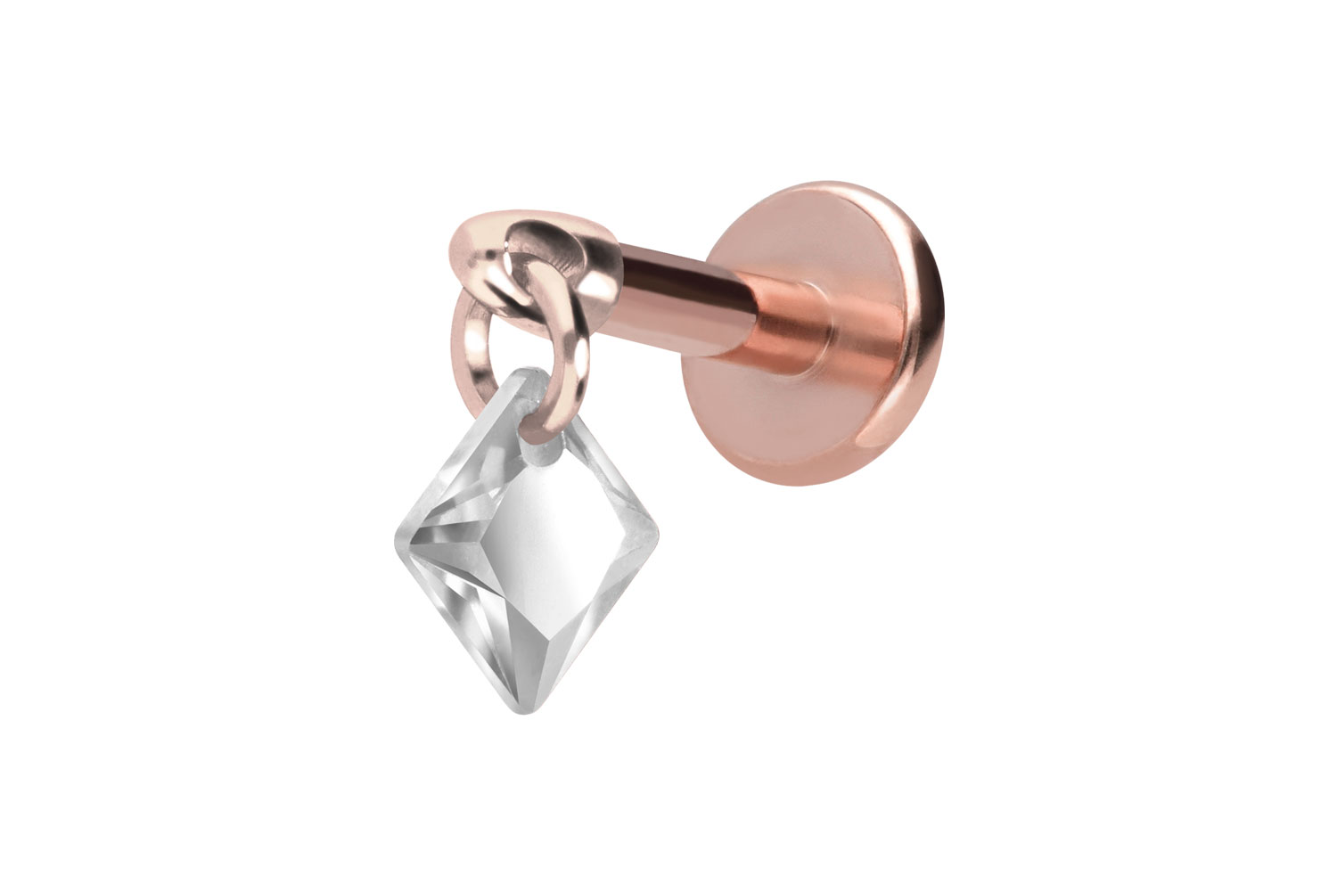 Titan Labret Piercing mit Innengewinde KRISTALLQUADRAT
